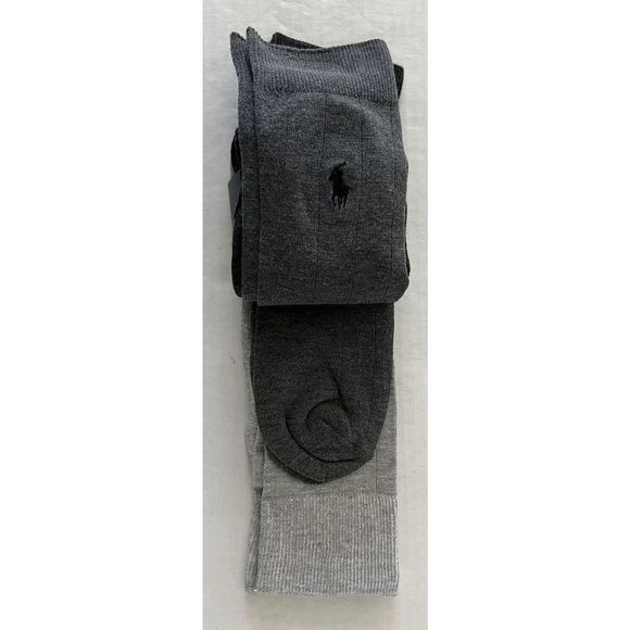POLO RALPH LAUREN 3 PAIR PACK GREYS MEN SZ L Fits 6-12.5 SOCKS NEW IN PACKAGE - Picture 4 of 7
